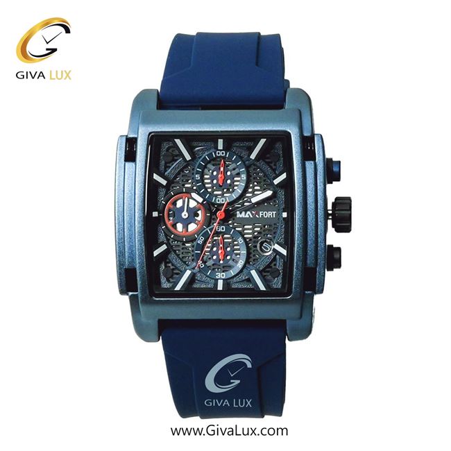 ساعت مچی اورجینال مردانه مکس فورت (MAXFORT) سه موتوره کرنوگراف آبی | آبی| آبی| کد رفرنس MX-112