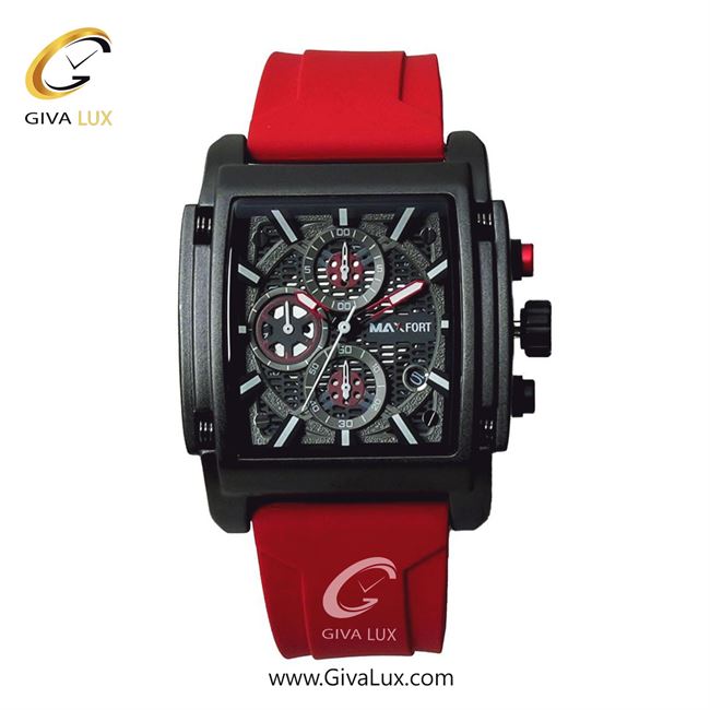 ساعت مچی اورجینال مردانه مکس فورت (MAXFORT) سه موتوره کرنوگراف مشکی | قرمز| دودی|تیتانیوم| کد رفرنس MX-112