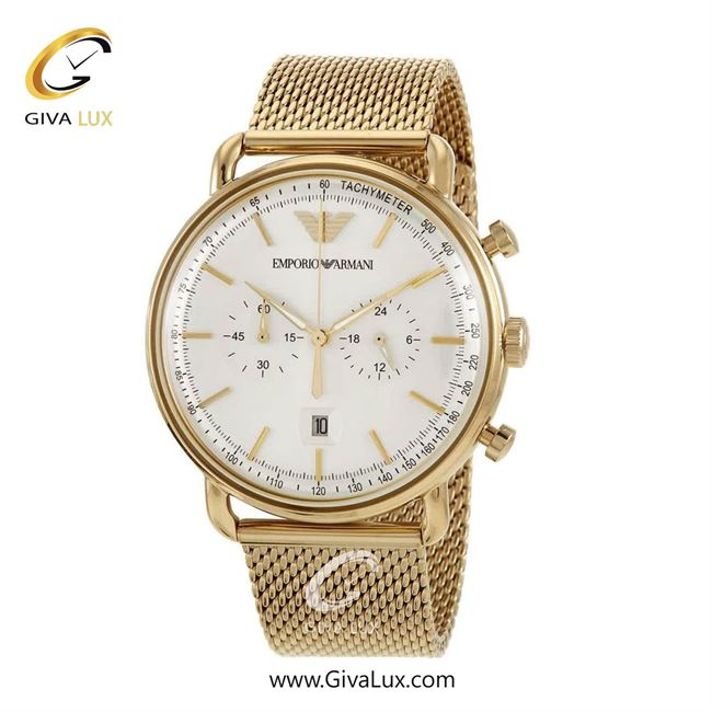 ساعت مچی اورجینال مردانه امپریو آرمانی سه موتوره کرنوگراف طلایی | طلایی| سفید| کد رفرنس ar11315