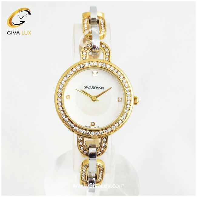ساعت  زنانه  سواروسکی  نگین دار بند فلزی