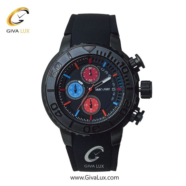 ساعت مچی اورجینال مردانه مکس فورت (MAXFORT) سه موتوره کرنوگراف مشکی | مشکی| مشکی| کد رفرنس MX-114