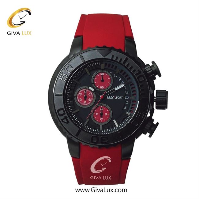 ساعت مچی اورجینال مردانه مکس فورت (MAXFORT) سه موتوره کرنوگراف مشکی | قرمز| مشکی| کد رفرنس MX-114
