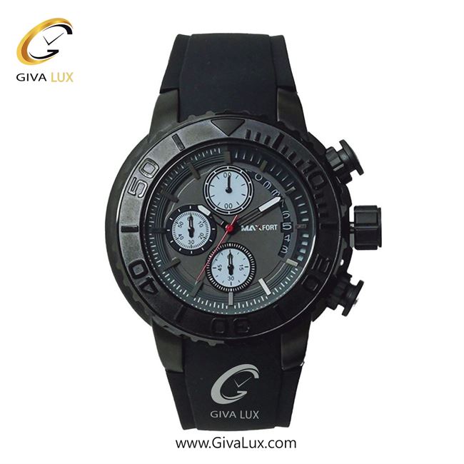 ساعت مچی اورجینال مردانه مکس فورت (MAXFORT) سه موتوره کرنوگراف مشکی | مشکی| طوسی| کد رفرنس MX-114