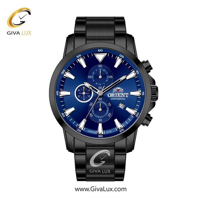 ساعت مچی اورجینال مردانه اورینت (کانتیننتال) | Orient (Continental) سه موتوره کرنوگراف مشکی | مشکی| آبی کاربنی| کد رفرنس 0115