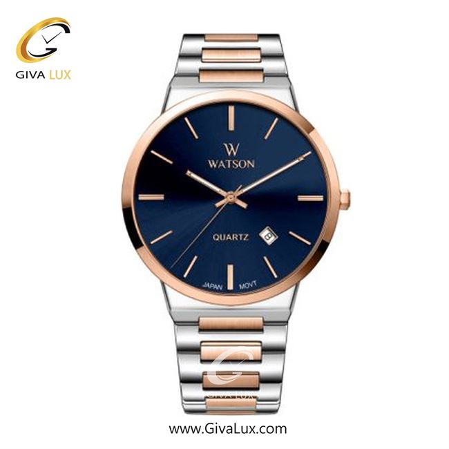 ساعت مچی اورجینال مردانه واتسون | WATSON  رزگلد | نقره ای-رزگلد| سرمه ای| کد رفرنس W 1154G-360