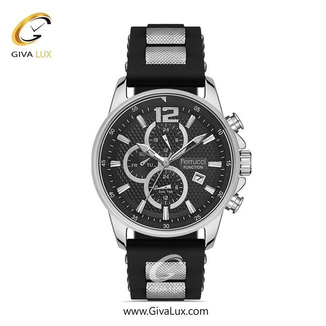 ساعت مچی اورجینال مردانه فروچی Ferrucci سه موتوره فول تایم نقره ای | مشکی-نقره ای| مشکی| کد رفرنس fcf.11550FS.01