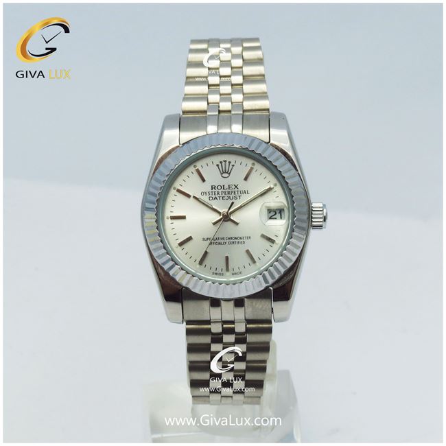 ساعت مچی زنانه فول استیل رولکس مدل دیت جاست نقره ای | نقره ای| نقره ای|