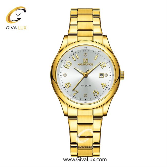 ساعت مچی اورجینال زنانه ناوی فورس|Naviforce|نوی فورس|نیوی فورس طلایی | طلایی| نقره ای| کد رفرنس NF5059 G/W