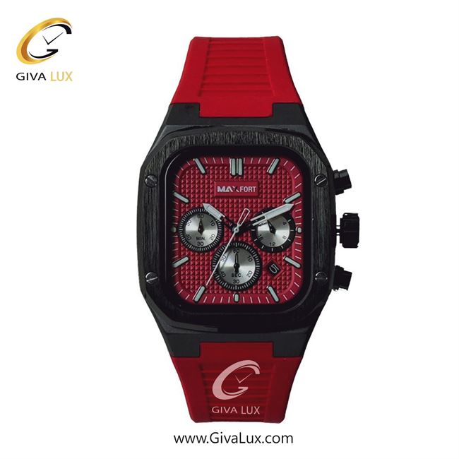 ساعت مچی اورجینال مردانه مکس فورت (MAXFORT) سه موتوره کرنوگراف مشکی | قرمز| قرمز| کد رفرنس MX-116