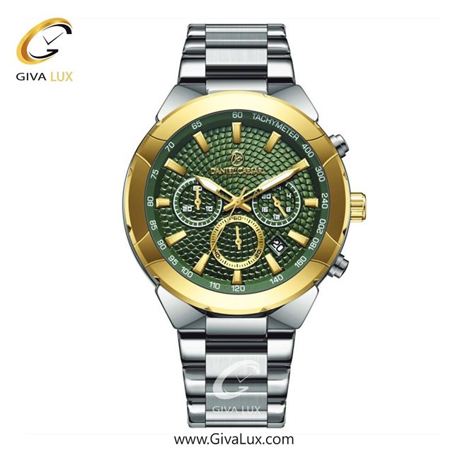 ساعت مچی اورجینال مردانه دنیل سزار سه موتوره کرنوگراف طلایی-نقره ای | نقره ای| سبز| کد رفرنس DC-1167