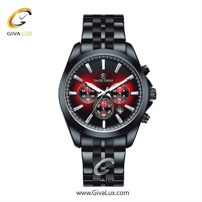 ساعت مچی اورجینال مردانه دنیل سزار سه موتوره کرنوگراف مشکی | مشکی| مشکی-قرمز| کد رفرنس DC-1169
