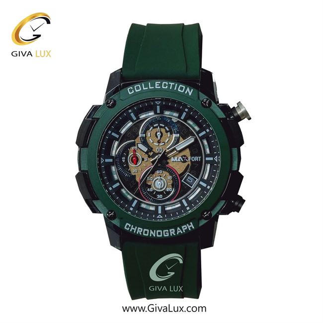 ساعت مچی اورجینال مردانه مکس فورت (MAXFORT) سه موتوره کرنوگراف سبز | سبز| مشکی| کد رفرنس MX-117