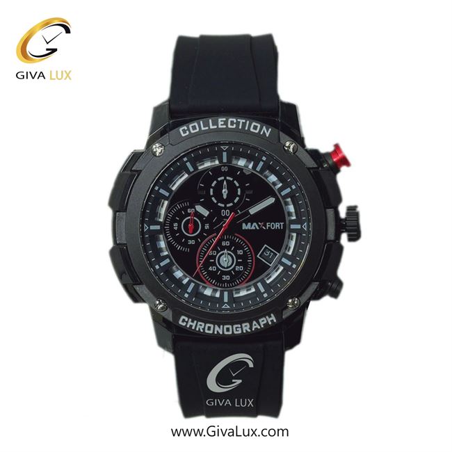 ساعت مچی اورجینال مردانه مکس فورت (MAXFORT) سه موتوره کرنوگراف مشکی | مشکی| مشکی| کد رفرنس MX-117
