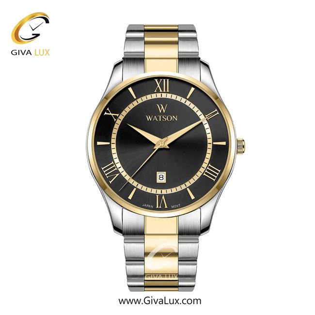 ساعت مچی اورجینال مردانه واتسون | WATSON  طلایی | طلایی-نقره ای| مشکی| کد رفرنس W 1178G-352