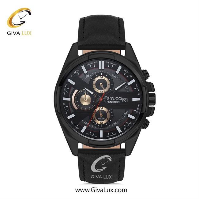 ساعت مچی اورجینال مردانه فروچی Ferrucci سه موتوره فول تایم مشکی | مشکی| مشکی| کد رفرنس fcf.11807FK.02