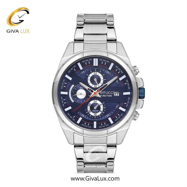 ساعت مچی اورجینال مردانه فروچی Ferrucci سه موتوره فول تایم نقره ای | نقره ای| سرمه ای| کد رفرنس fcf.11807FM.03