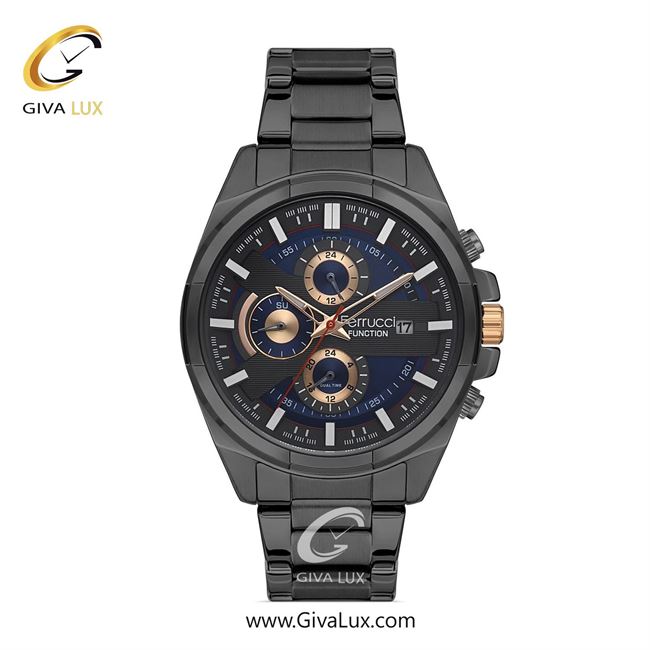 ساعت مچی اورجینال مردانه فروچی Ferrucci سه موتوره فول تایم تیتانیوم | تیتانیوم| سرمه ای-دودی|تیتانیوم| کد رفرنس fcf.11807FM.05