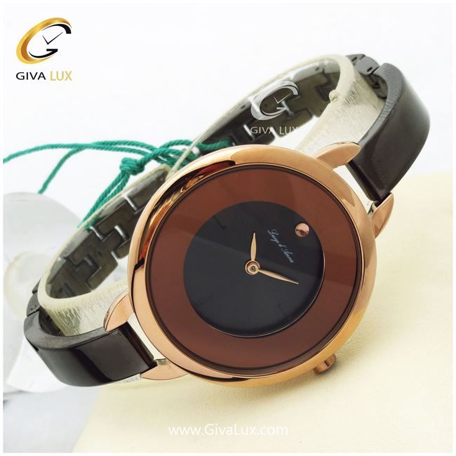 ساعت مچی اورجینال زنانه LdA | لوئیجی د آنا | Luigi d'Ana رزگلد | مشکی| قهوه ای| کد رفرنس KL2088