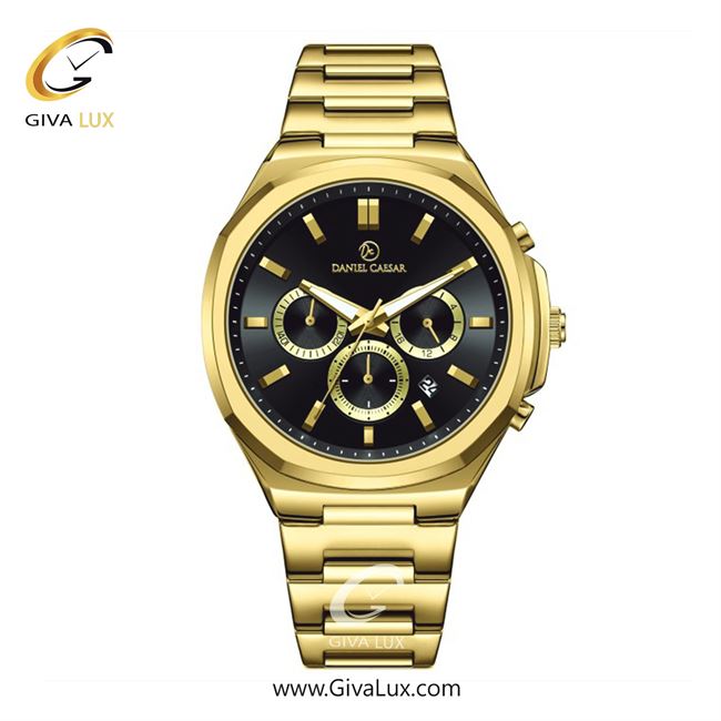 ساعت مچی اورجینال مردانه دنیل سزار سه موتوره کرنوگراف طلایی | طلایی| مشکی| کد رفرنس DC-1184