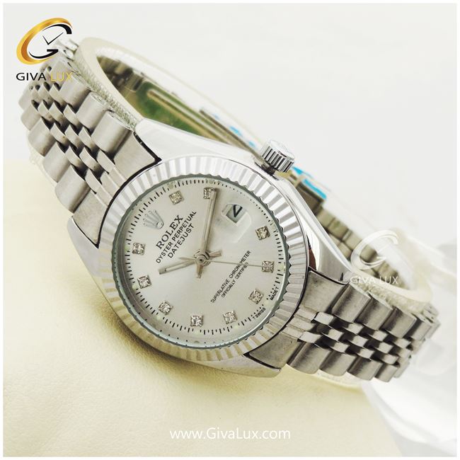 ساعت مچی زنانه فول استیل رولکس مدل دیت جاست نقره ای | نقره ای| نقره ای|