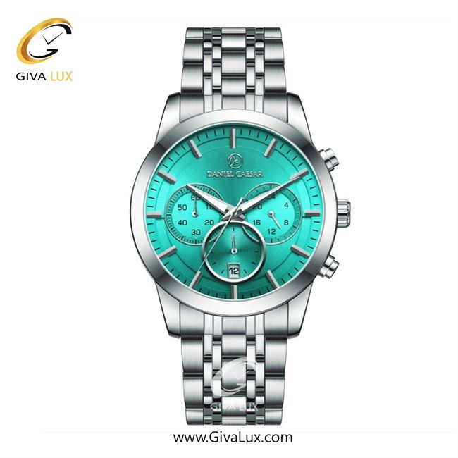ساعت مچی اورجینال مردانه دنیل سزار سه موتوره کرنوگراف نقره ای | نقره ای| سبزآبی| کد رفرنس DC-1188