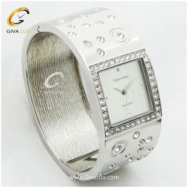 ساعت مچی دستبندی چارلز دلون نگین دار مدل 4556L