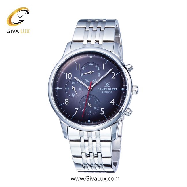 ساعت مچی اورجینال مردانه دنیل کلین سه موتوره فول تایم نقره ای | نقره ای| سرمه ای| کد رفرنس DK11894-2
