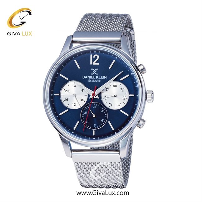 ساعت مچی اورجینال مردانه دنیل کلین سه موتوره فول تایم نقره ای | نقره ای| سرمه ای| کد رفرنس DK11906-3