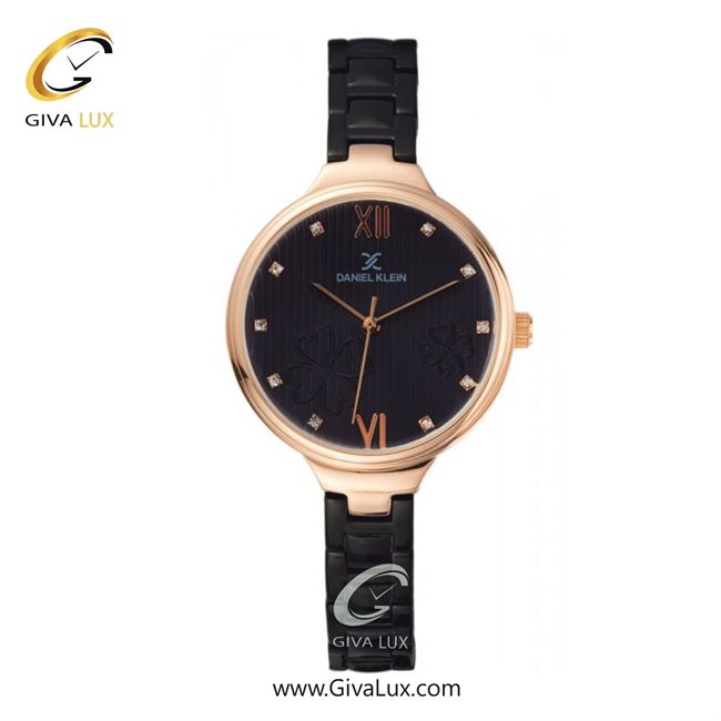 ساعت مچی اورجینال زنانه دنیل کلین رزگلد | مشکی| گلدار/طرحدار-مشکی| کد رفرنس DK11957-5