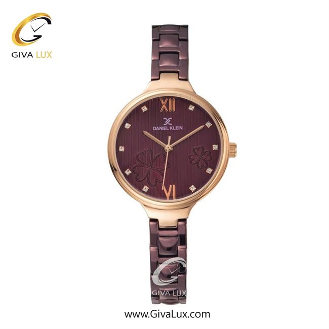 ساعت مچی اورجینال زنانه دنیل کلین رزگلد | زرشکی| گلدار/طرحدار-زرشکی| کد رفرنس DK11957-7