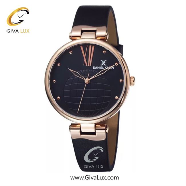 ساعت مچی اورجینال زنانه دنیل کلین رزگلد | مشکی| گلدار/طرحدار-مشکی| کد رفرنس DK11963-4