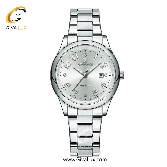ساعت مچی اورجینال زنانه ناوی فورس|Naviforce|نوی فورس|نیوی فورس نقره ای | نقره ای| نقره ای| کد رفرنس NF5059 S/W