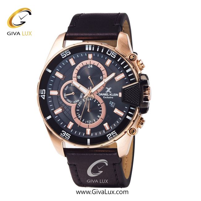 ساعت مچی اورجینال مردانه دنیل کلین سه موتوره فول تایم رزگلد | قهوه ای| دودی|تیتانیوم| کد رفرنس DK12035-6