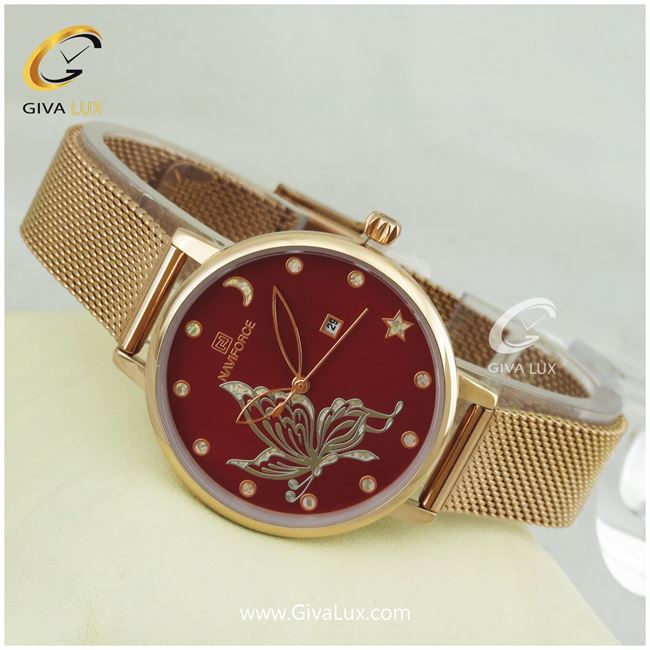 ساعت مچی اورجینال زنانه ناوی فورس|Naviforce|نوی فورس|نیوی فورس رزگلد | رزگلد| قرمز| کد رفرنس NF5011L