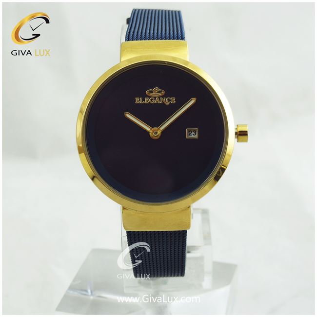 ساعت مچی زنانه بند حصیری سورمه ای الگانس