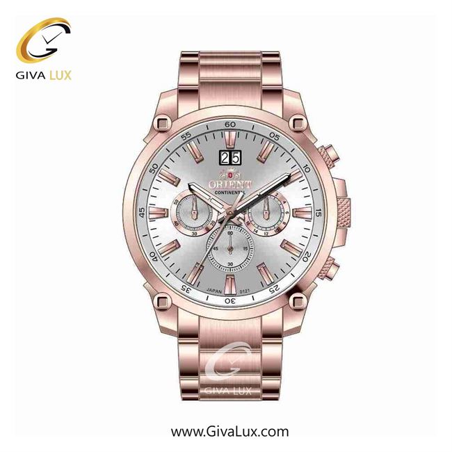 ساعت مچی اورجینال مردانه اورینت (کانتیننتال) | Orient (Continental) سه موتوره کرنوگراف رزگلد | رزگلد| نقره ای| کد رفرنس 0121