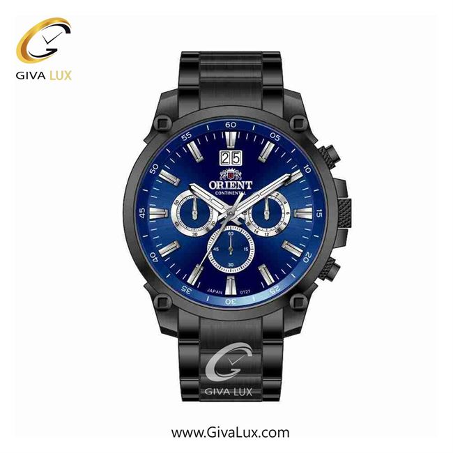 ساعت مچی اورجینال مردانه اورینت (کانتیننتال) | Orient (Continental) سه موتوره کرنوگراف مشکی | مشکی| آبی کاربنی| کد رفرنس 0121