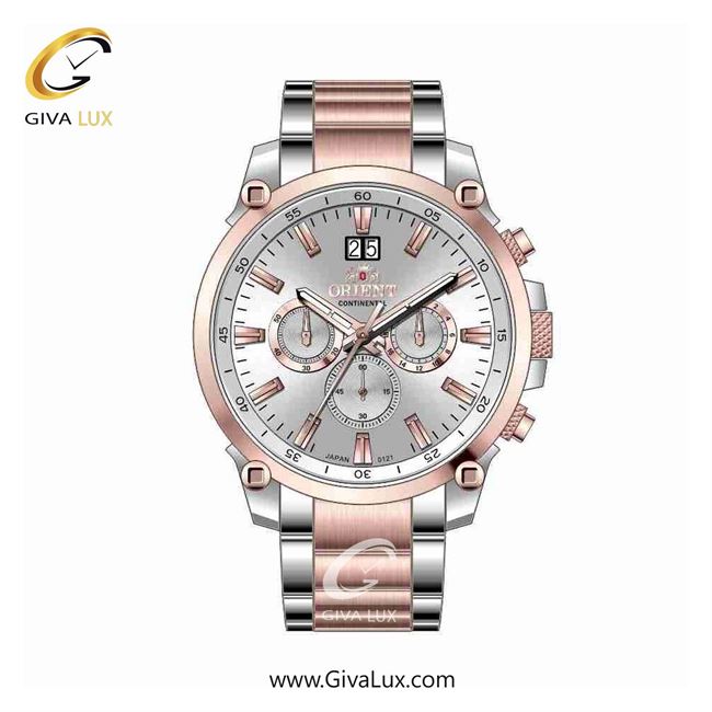 ساعت مچی اورجینال مردانه اورینت (کانتیننتال) | Orient (Continental) سه موتوره کرنوگراف رزگلد-نقره ای | رزگلد-نقره ای| نقره ای| کد رفرنس 0121
