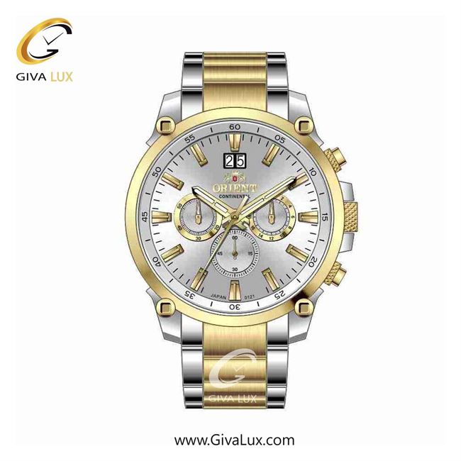 ساعت مچی اورجینال مردانه اورینت (کانتیننتال) | Orient (Continental) سه موتوره کرنوگراف نقره ای-طلایی | طلایی-نقره ای| نقره ای| کد رفرنس 0121