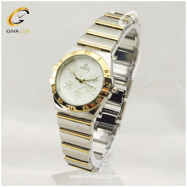 ساعت زنانه اومگا بند فلزی نقره ای