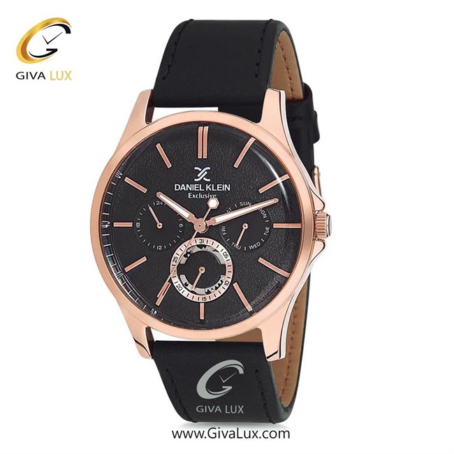 ساعت مچی اورجینال مردانه دنیل کلین سه موتوره فول تایم رزگلد | مشکی| مشکی| کد رفرنس DK12118-4