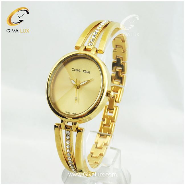 ساعت زنانه کلوین کلین بند فلزی طلایی