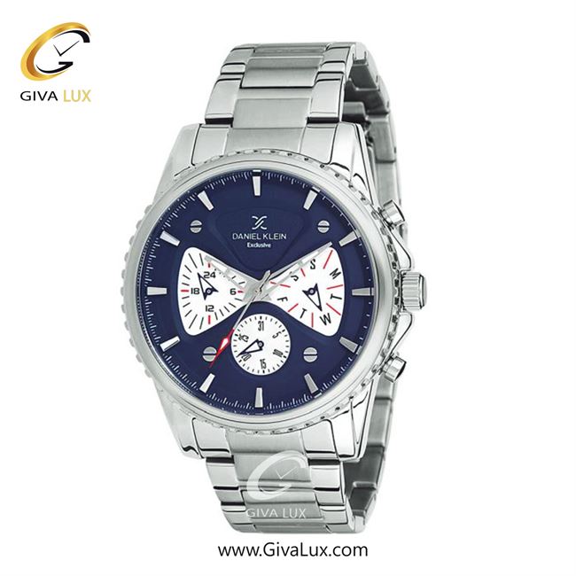 ساعت مچی اورجینال مردانه دنیل کلین سه موتوره فول تایم نقره ای | نقره ای| سرمه ای| کد رفرنس DK12123-3