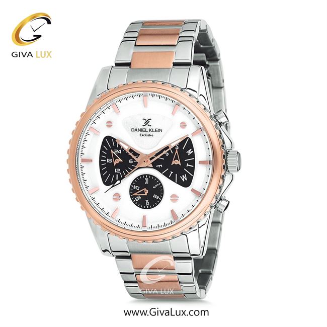 ساعت مچی اورجینال مردانه دنیل کلین سه موتوره فول تایم رزگلد | رزگلد-نقره ای| سفید| کد رفرنس DK12123-6