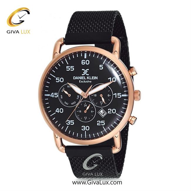 ساعت مچی اورجینال مردانه دنیل کلین سه موتوره فول تایم رزگلد | مشکی| مشکی| کد رفرنس DK12127-2