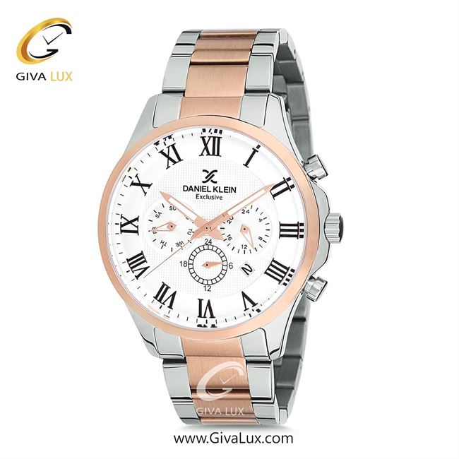 ساعت مچی اورجینال مردانه دنیل کلین سه موتوره فول تایم رزگلد | نقره ای-رزگلد| سفید| کد رفرنس DK12136-5