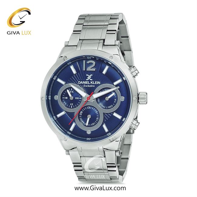 ساعت مچی اورجینال مردانه دنیل کلین سه موتوره فول تایم نقره ای | نقره ای| سرمه ای| کد رفرنس DK12137-3