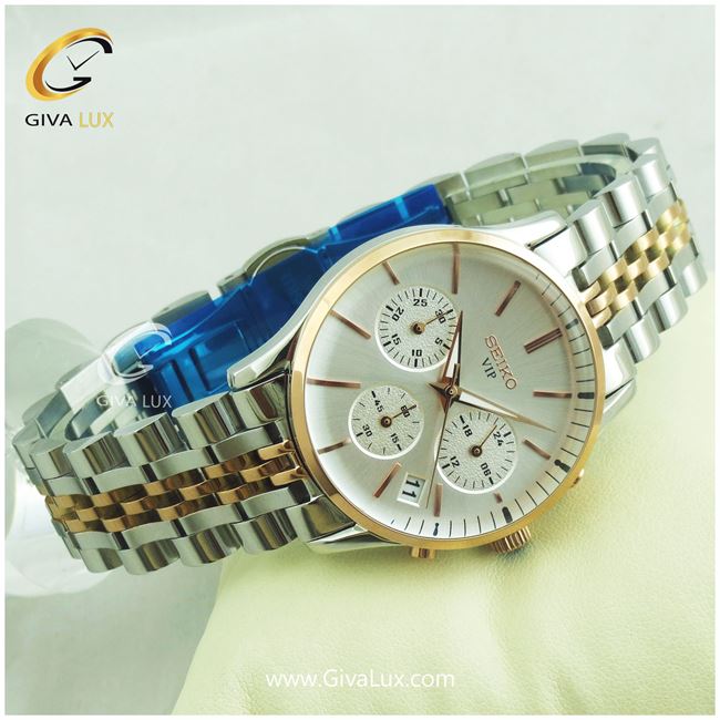 ساعت مچی زنانه سه موتوره کرنوگراف فول استیل نقره ای سیکو