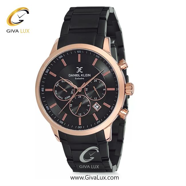 ساعت مچی اورجینال مردانه دنیل کلین سه موتوره فول تایم رزگلد | مشکی| مشکی| کد رفرنس DK12152-4