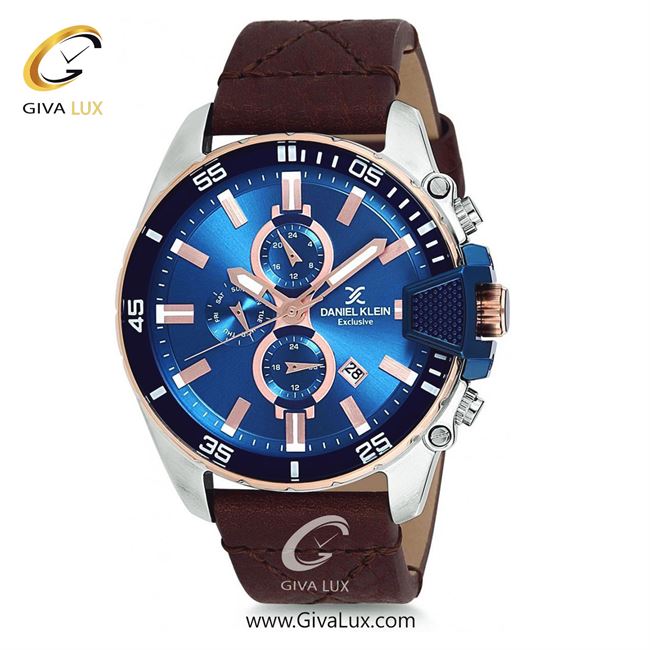 ساعت مچی اورجینال مردانه دنیل کلین سه موتوره فول تایم نقره ای-رزگلد | قهوه ای| آبی| کد رفرنس DK12169-4